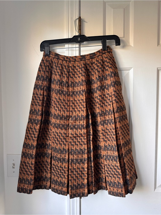 Vintage Dresses & Skirts - Vintage 1950s/1960s Old Colony Virgin Wool Chevron Pleated Skirt Approx Size S